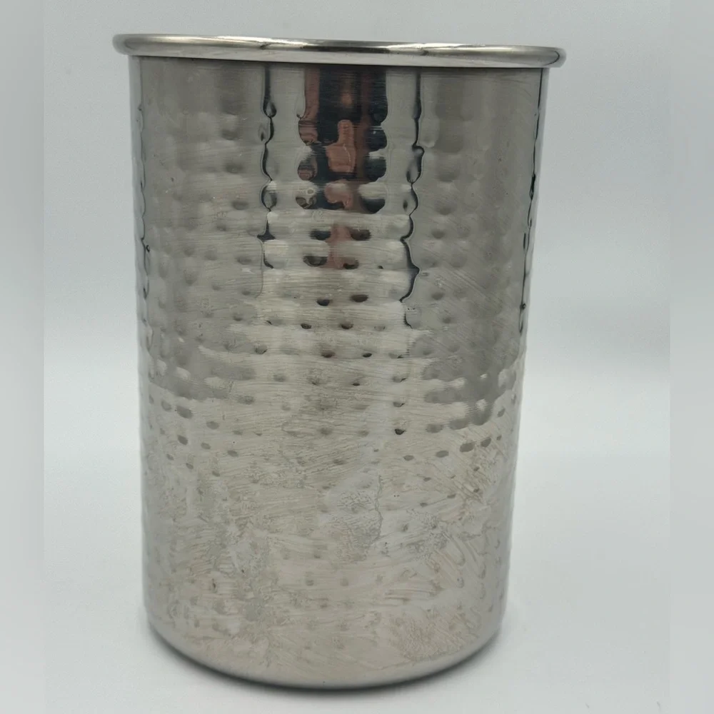 Hammered Silver Stainless Steel Utensil Caddy